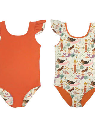 Mermaids One Piece Swimsuit-Making Waves/Coral Reversible