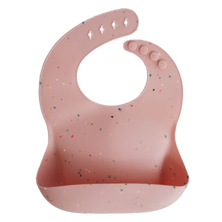 Mushie | Silicone Baby Bib | Powder Pink Confetti
