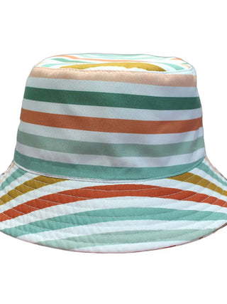 Reversible Bucket Hat | Beach Day & Coral Stripes
