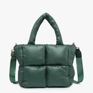 Brittany Puffer Tote/Satchel | Hunter Green
