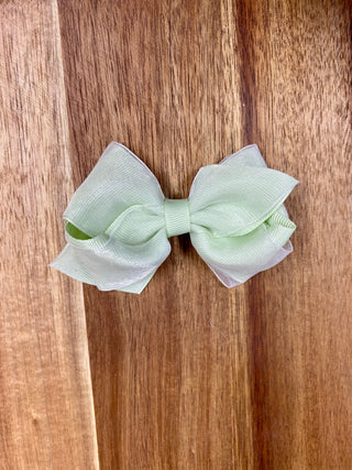 Wee Ones Small Overlay Bow-Pastel Green