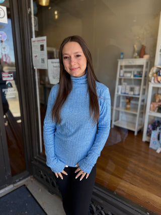 Misses Ribbed Basic Turtle Neck Top