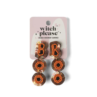 Halloween Witch Please Beaded Statement Earrings