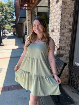 Misses Tiered Spaghetti Strap Mini Dress