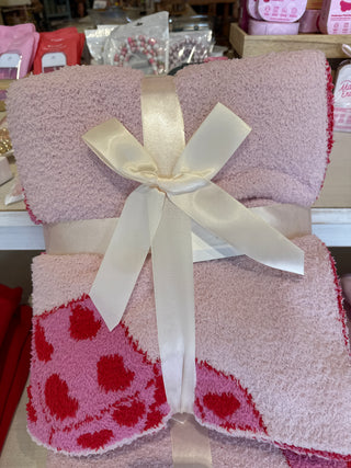 Valentine's Pink Heart Dice Blanket