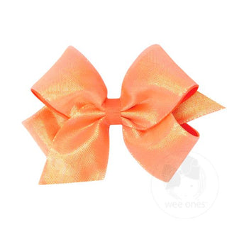 Wee Ones Medium Iridescent Shimmer Bow | Apricot