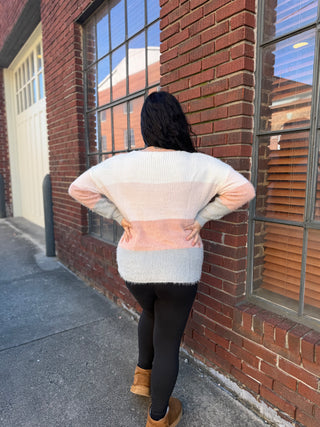 Curvy Colorblock Fuzzy Sweater