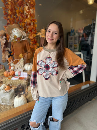 Misses Harvest Bloom Patchwork Top