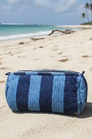 Striped Cosmetic Bag-Navy & Blue