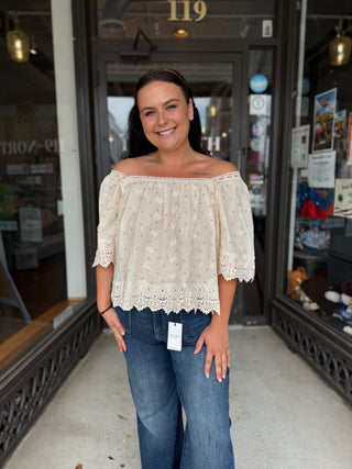 Misses Eyelet and Lace Top