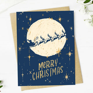 Merry Christmas Santa & Reindeers Card