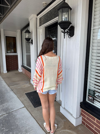 Misses Striped Knit Sweater