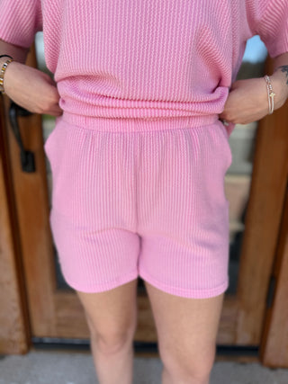 Misses Ribbed Short Sleeve Tee & Shorts Set