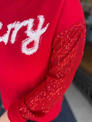 Misses Merry Sequin Sweater