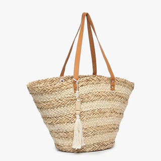Seagrass Two-Tone Striped Tote | Natural/Ivory