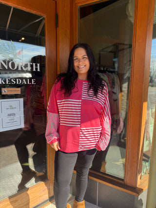 Misses Pink Colorblock Top