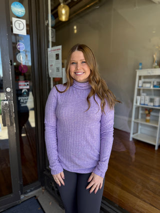 Misses Ribbed Basic Turtle Neck Top