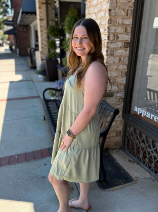 Misses Tiered Spaghetti Strap Mini Dress