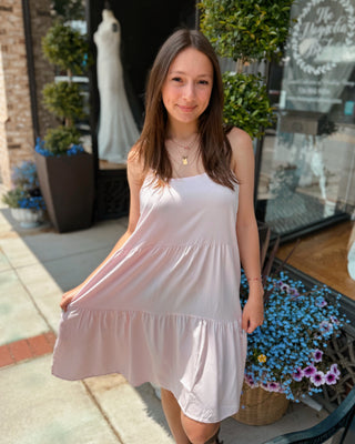 Misses Tiered Spaghetti Strap Mini Dress