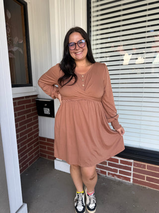 Misses Criss Cross Long Sleeve Mini Dress
