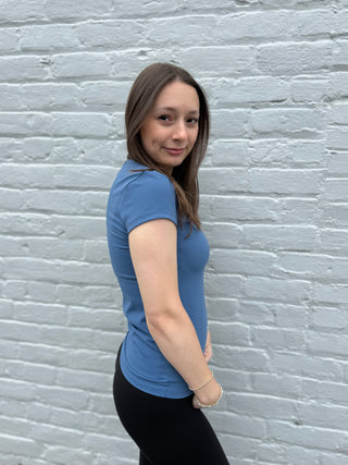Misses Dusty Skies Short Sleeve Top