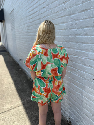 Misses Bold Bloom Romper in Two Colors