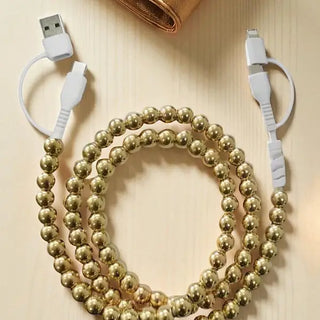 Gold Beaded Phone Cord Charger