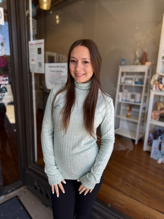 Misses Ribbed Basic Turtle Neck Top