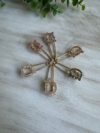 Kitty Jeweled Brooch in Several Colors