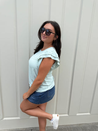 Misses Ruffle Me Not Top in Two Colors