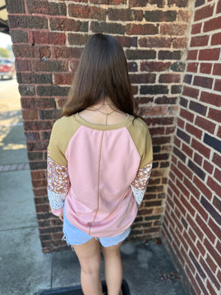 Misses Colorblock Floral Top | Pink