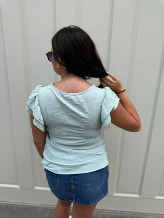 Misses Ruffle Me Not Top in Two Colors