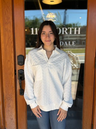 Misses Textured V-Neck Sweatshirt