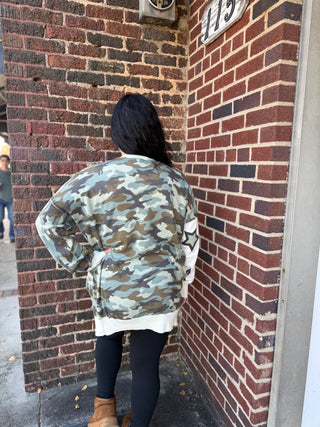 Curvy Camo Block Sweater