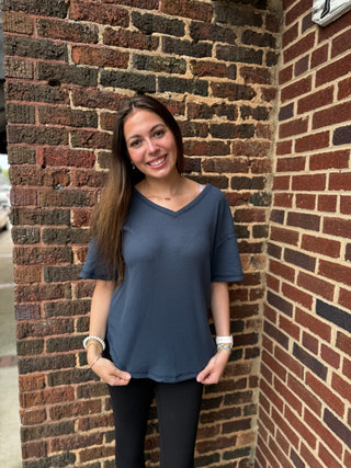 Misses Waffle Top in Two Colors