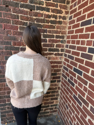 Misses Spiced Chai Checkered Sweater
