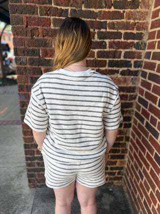 Misses Striped Crew Neck Top
