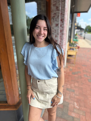 Misses Ruffle Me Not Top in Two Colors