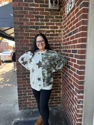 Curvy Camo Block Sweater