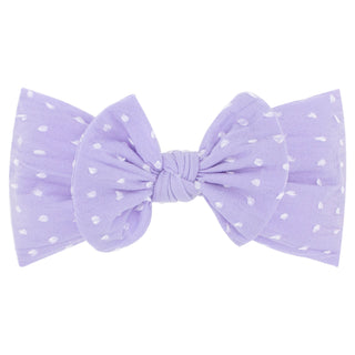 Soft Shabby Dot Nylon Girls Baby Band With Matching Bowtie-Lt. Orchid