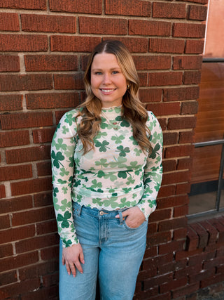 Misses Shamrock Mesh Top