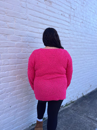 Crushing On You Sweater in Hot Pink