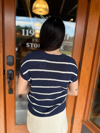 Misses Coastal Chic Short Sleeve Sweater