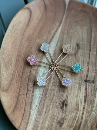 Clover Jeweled Brooch in Several Colors