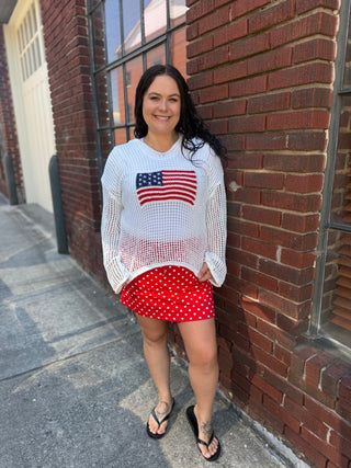 Misses American Flag Knit Hoodie