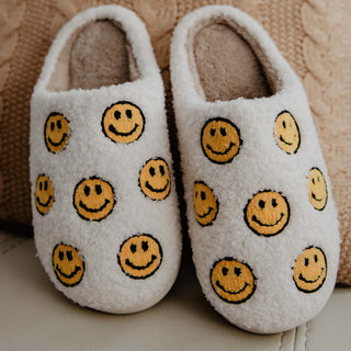 All Over Happy Face Sherpa Slippers