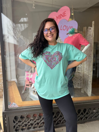 Misses Patchwork Heart Graphic Tee
