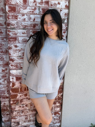 Misses Textured 2PC Set in Gray