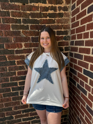 Misses Star w/Denim Combo Top