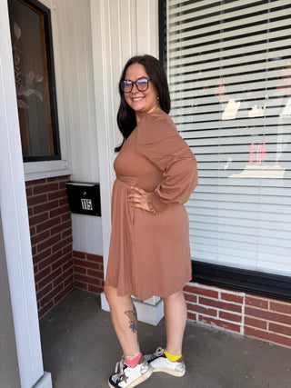 Misses Criss Cross Long Sleeve Mini Dress